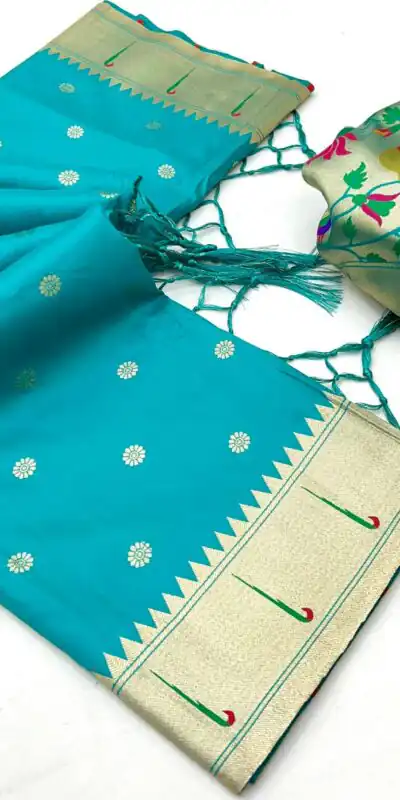 Sky Blue A Pethani Silk Lace Zari Work Saree | Sarees, Bollywood Sarees, Creative Sarees, Designer Sarees, Embroidered Sarees, Ethnic Saree, Modern Digital sarees, Party Wear Sarees