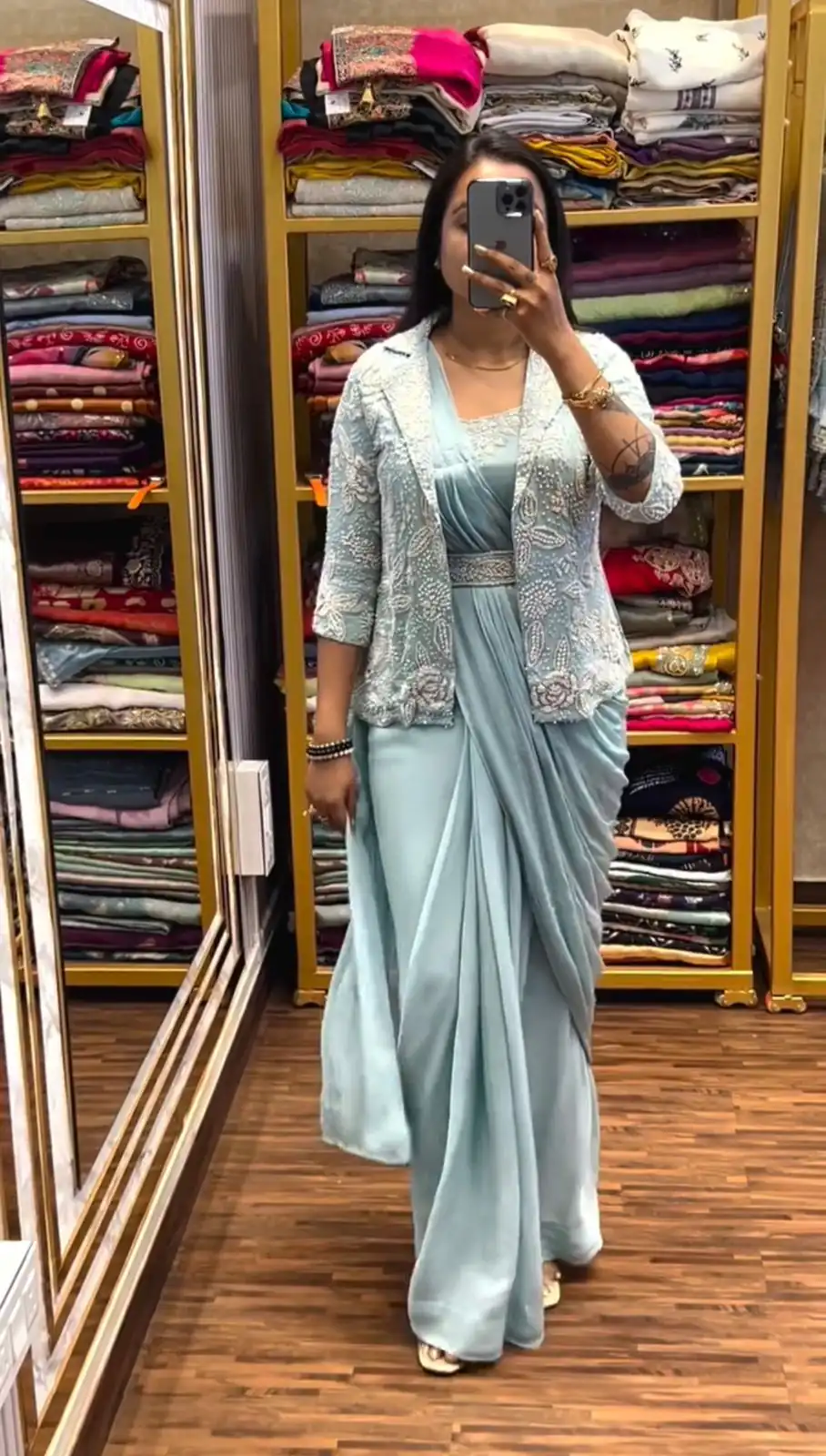 Sky Blue Chinon Silk Embroidery Work Saree | Sarees, Bollywood Sarees, Creative Sarees, Designer Sarees, Embroidered Sarees, Ethnic Saree, Modern Digital sarees, Party Wear Sarees
