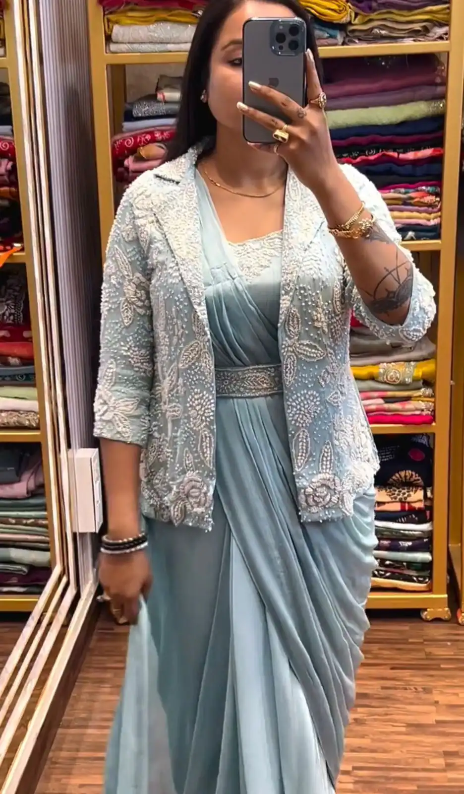 Sky Blue Chinon Silk Embroidery Work Saree | Sarees, Bollywood Sarees, Creative Sarees, Designer Sarees, Embroidered Sarees, Ethnic Saree, Modern Digital sarees, Party Wear Sarees