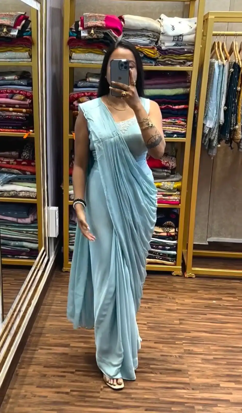 Sky Blue Chinon Silk Embroidery Work Saree | Sarees, Bollywood Sarees, Creative Sarees, Designer Sarees, Embroidered Sarees, Ethnic Saree, Modern Digital sarees, Party Wear Sarees