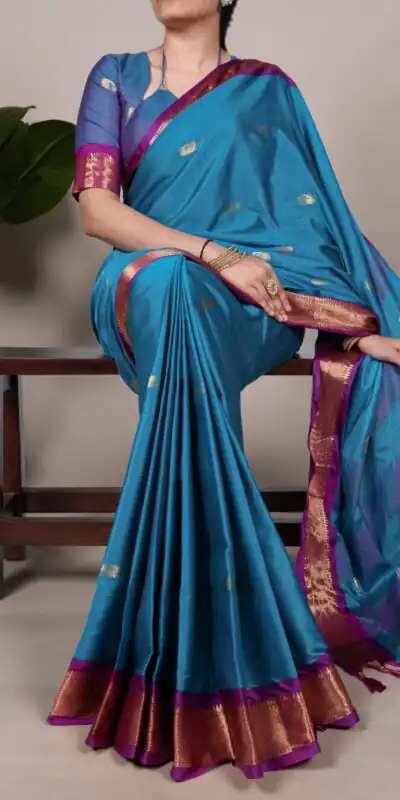 Sky Blue Cotton Paithani Saree | Sarees, Bollywood Sarees, Creative Sarees, Designer Sarees, Embroidered Sarees, Ethnic Saree, Modern Digital sarees, Party Wear Sarees