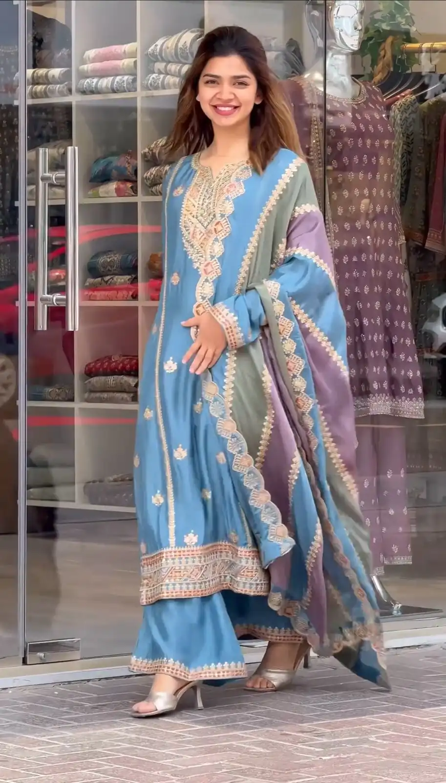Sky Blue Faux Georgette With Embroidery Sequence Work Salwar Suit | Jump Suits, Salwar suit, Casual Suits, Creative suits, Designer Suits, Palazzo Suits, Party Wear Suits, Patiala Suits, Straight Suits