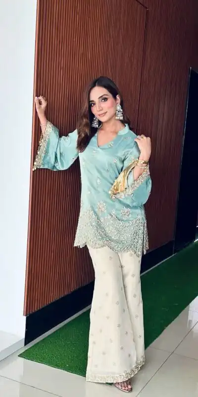 Sky Blue French Crepe Embroidery Sequins Work Salwar Suit | Jump Suits, Salwar suit, Casual Suits, Creative suits, Designer Suits, Palazzo Suits, Party Wear Suits, Patiala Suits, Straight Suits