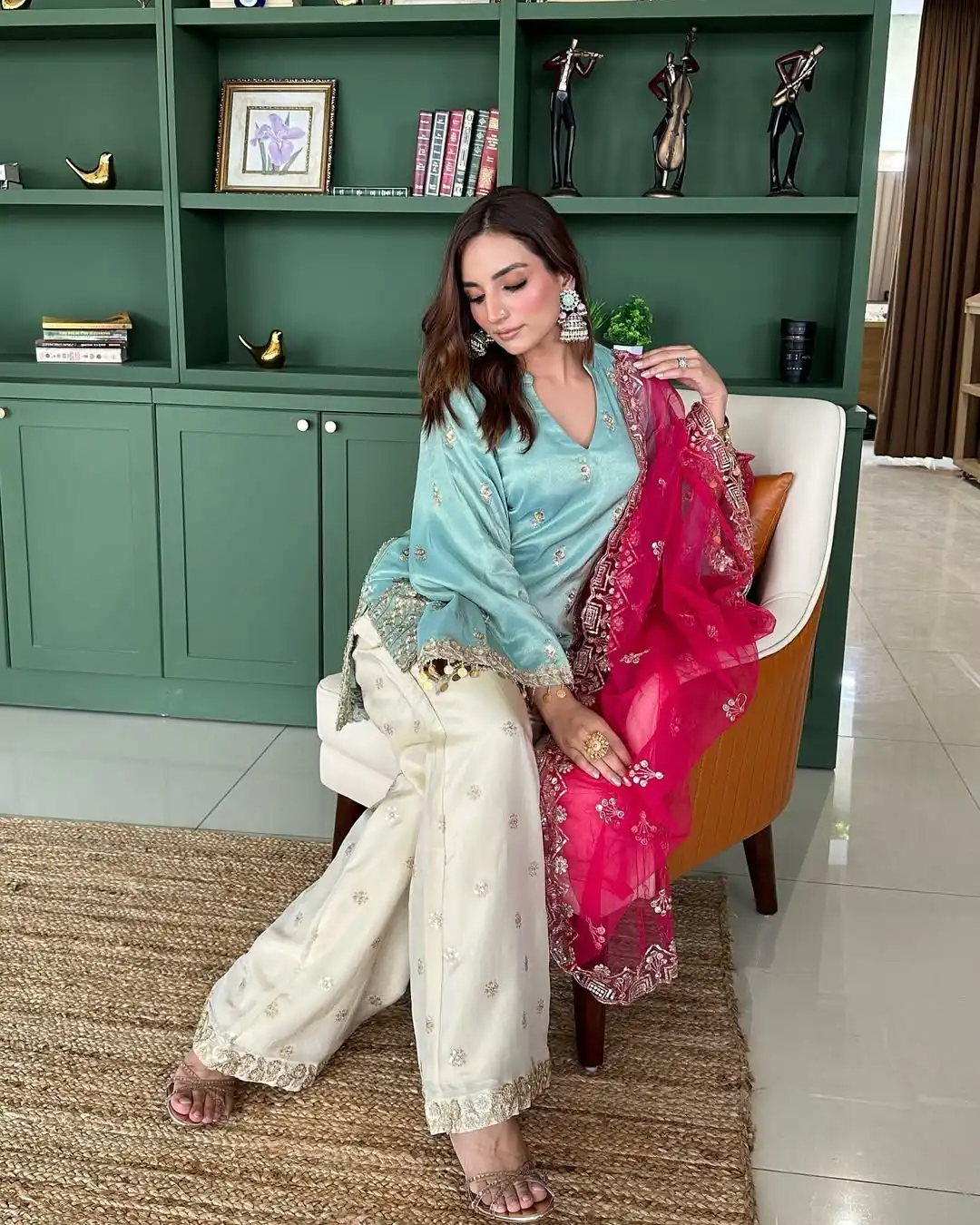 Sky Blue French Crepe Embroidery Sequins Work Salwar Suit | Jump Suits, Salwar suit, Casual Suits, Creative suits, Designer Suits, Palazzo Suits, Party Wear Suits, Patiala Suits, Straight Suits