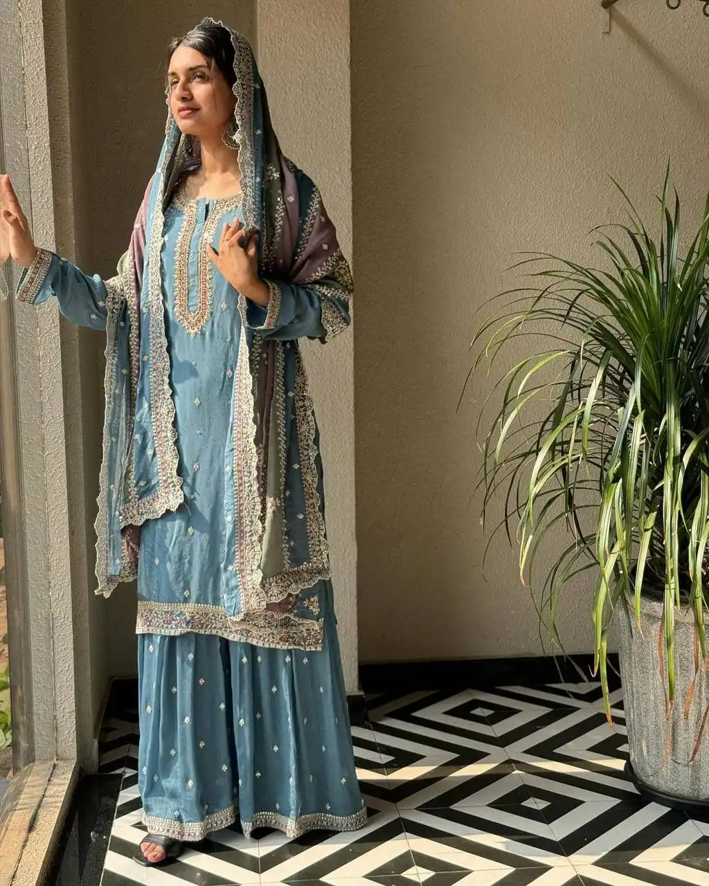 Sky Blue Georgette Sequins Work Embroidery Slawar Suit | Salwar suit, Casual Suits, Creative suits, Designer Suits, Palazzo Suits, Party Wear Suits, Patiala Suits, Straight Suits