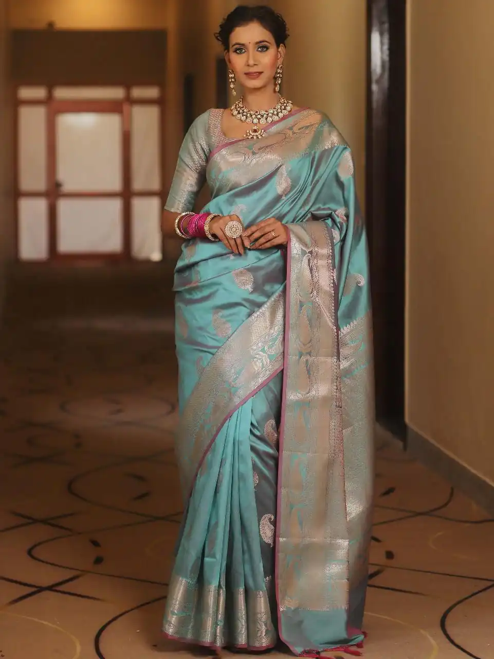 Sky Blue Lichi Silk Border Lace Work Saree | Sarees, Bollywood Sarees, Creative Sarees, Designer Sarees, Embroidered Sarees, Ethnic Saree, Modern Digital sarees, Party Wear Sarees