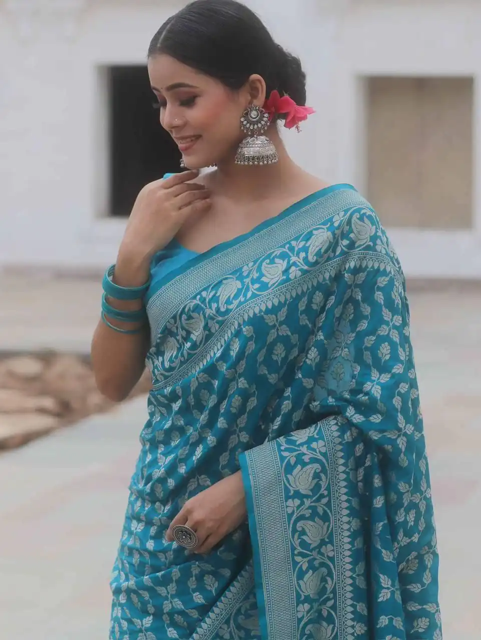 Sky Blue Lichi Silk Jacquard Border Work Saree | Sarees, Bollywood Sarees, Creative Sarees, Designer Sarees, Embroidered Sarees, Ethnic Saree, Modern Digital sarees, Party Wear Sarees
