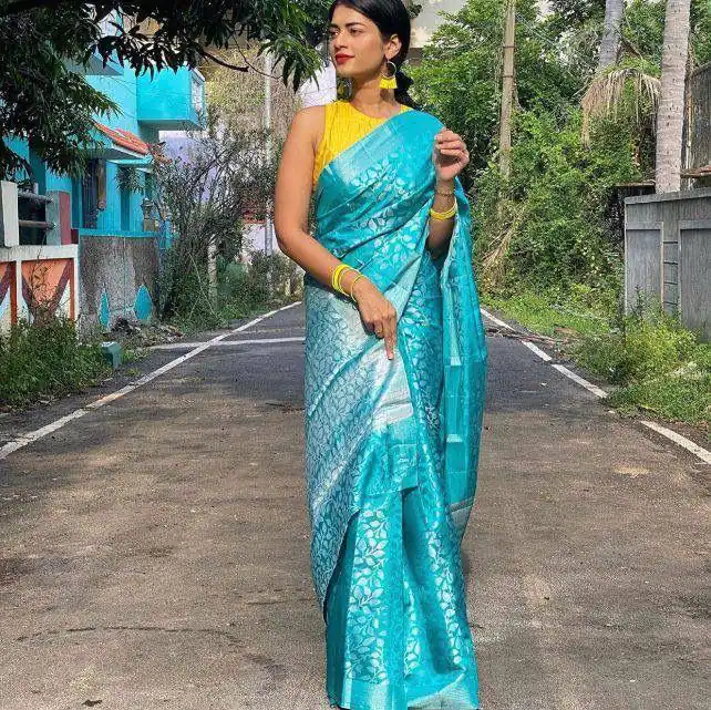 Sky Blue Lichi Silk Lace Work Border Saree | Sarees, Bollywood Sarees, Creative Sarees, Designer Sarees, Embroidered Sarees, Ethnic Saree, Modern Digital sarees, Party Wear Sarees