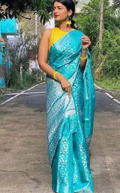 Sky Blue Lichi Silk Lace Work Border Saree | Sarees, Bollywood Sarees, Creative Sarees, Designer Sarees, Embroidered Sarees, Ethnic Saree, Modern Digital sarees, Party Wear Sarees