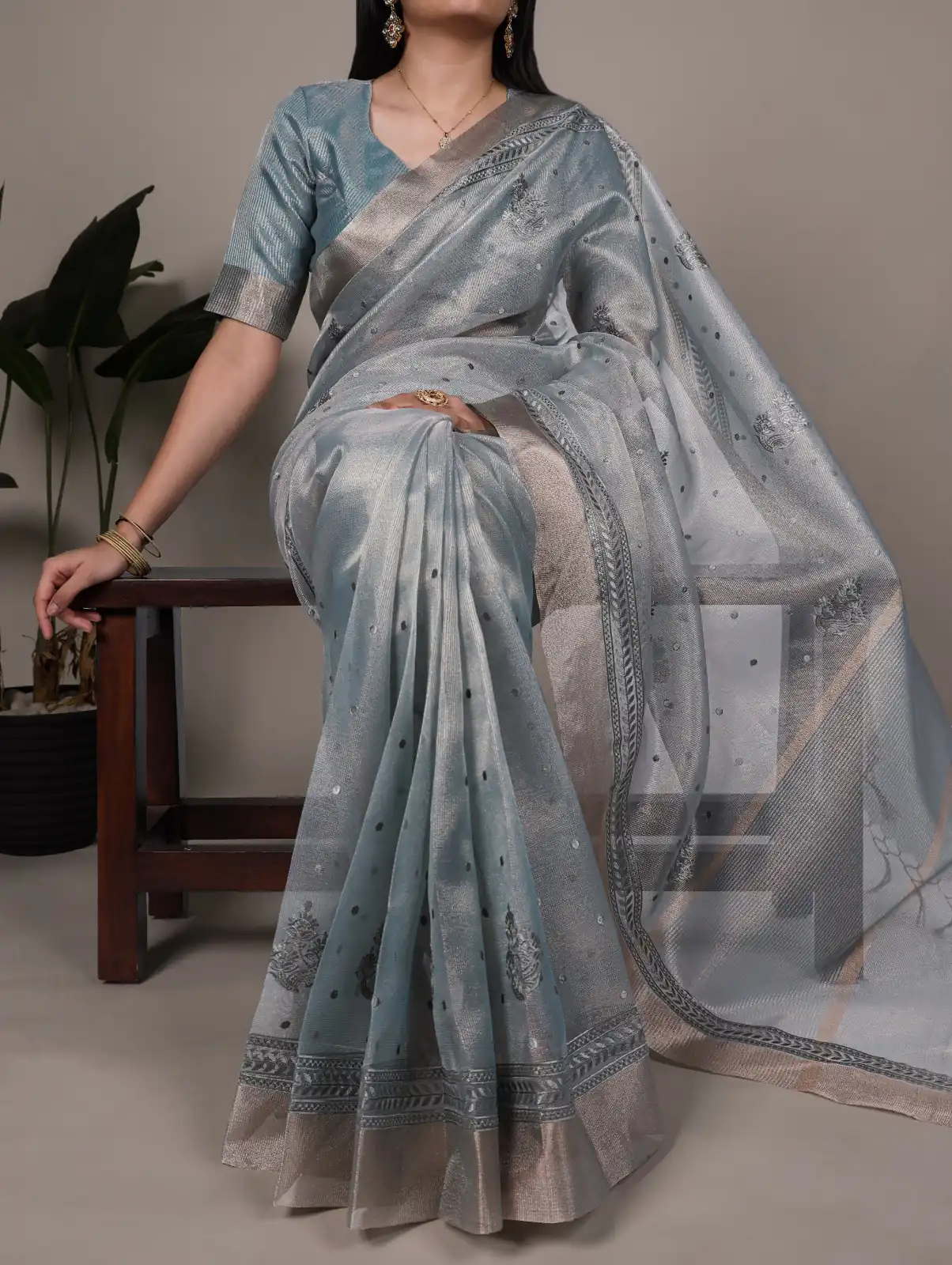 Sky Blue Poly Shimmer Embroidery Work Saree | Sarees, Bollywood Sarees, Creative Sarees, Designer Sarees, Embroidered Sarees, Ethnic Saree, Modern Digital sarees, Party Wear Sarees
