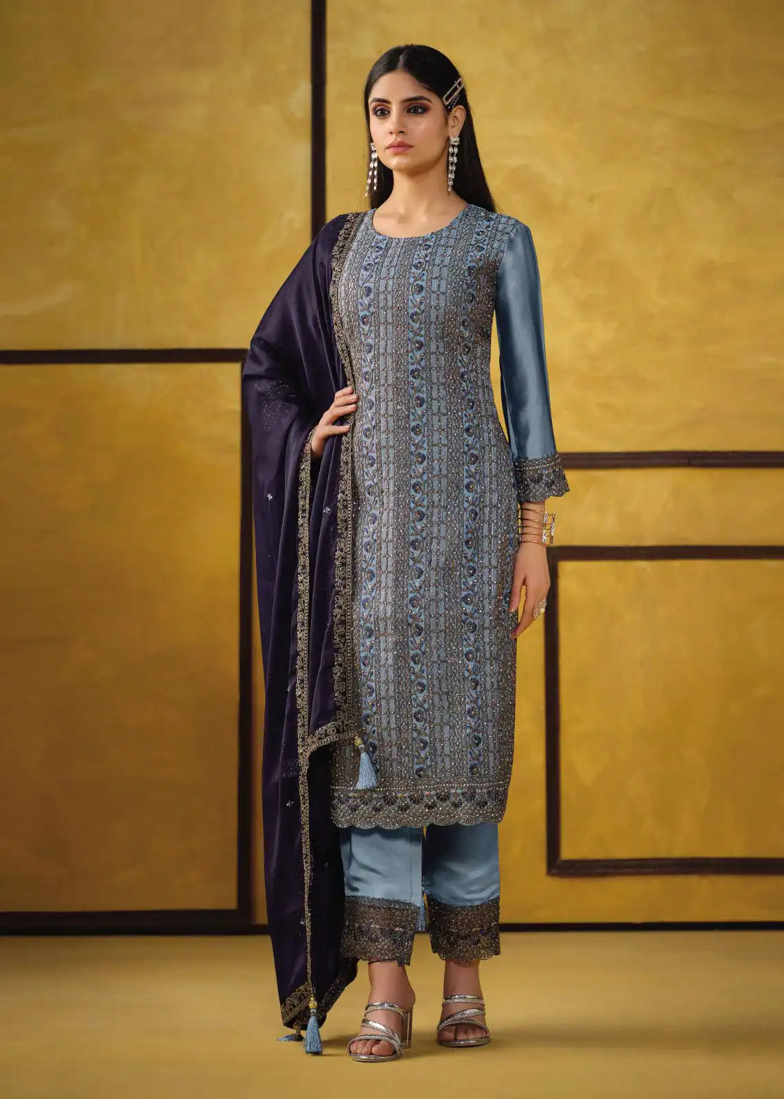 Sky Blue Rangoli Coding Sequence Work Salwar Suit | Jump Suits, Salwar suit, Casual Suits, Creative suits, Designer Suits, Palazzo Suits, Party Wear Suits, Patiala Suits, Straight Suits