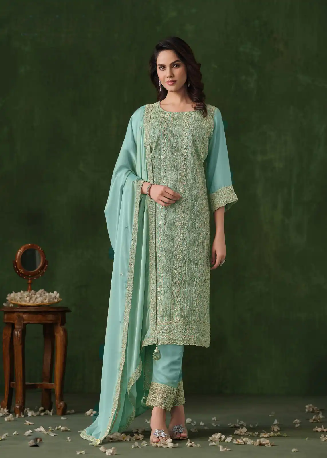 Sky Blue Rangoli Coding Sequence Work Salwar Suit | Jump Suits, Salwar suit, Casual Suits, Creative suits, Designer Suits, Palazzo Suits, Party Wear Suits, Patiala Suits, Straight Suits