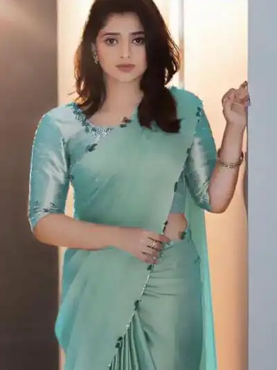 Sky Blue Rangoli Silk Handwork And Cutwork With Pearl Saree | Sarees, Bollywood Sarees, Creative Sarees, Designer Sarees, Embroidered Sarees, Ethnic Saree, Modern Digital sarees, Party Wear Sarees