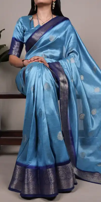 Sky Blue Rumali Silk Zari Work Saree | Sarees, Bollywood Sarees, Creative Sarees, Designer Sarees, Embroidered Sarees, Ethnic Saree, Modern Digital sarees, Party Wear Sarees