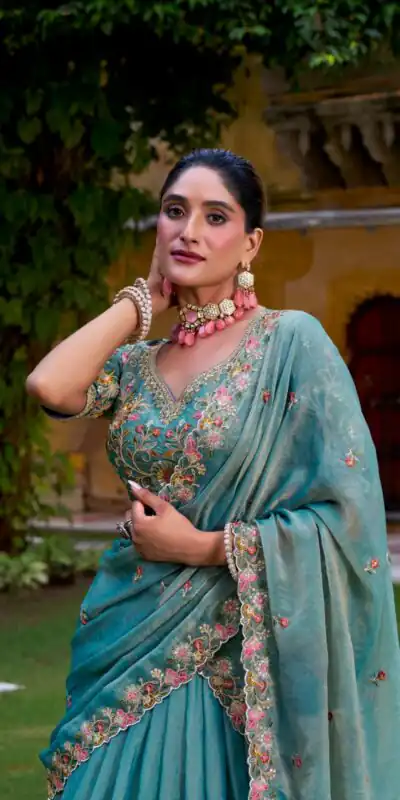 Sky Blue Shimmer Sequins Thread Work Lehenga Choli | Lehenga, Bollywood Lehenga, Creative Lehenga, Designer Lehenga, Embroidered Lehenga, Party Wear Lehenga