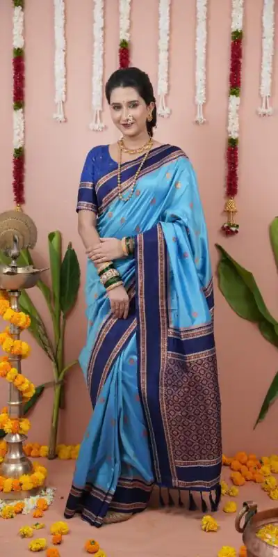 Sky Blue Silk Paithni Weaving Zari Work Saree | Sarees, Bollywood Sarees, Creative Sarees, Designer Sarees, Embroidered Sarees, Ethnic Saree, Modern Digital sarees, Party Wear Sarees