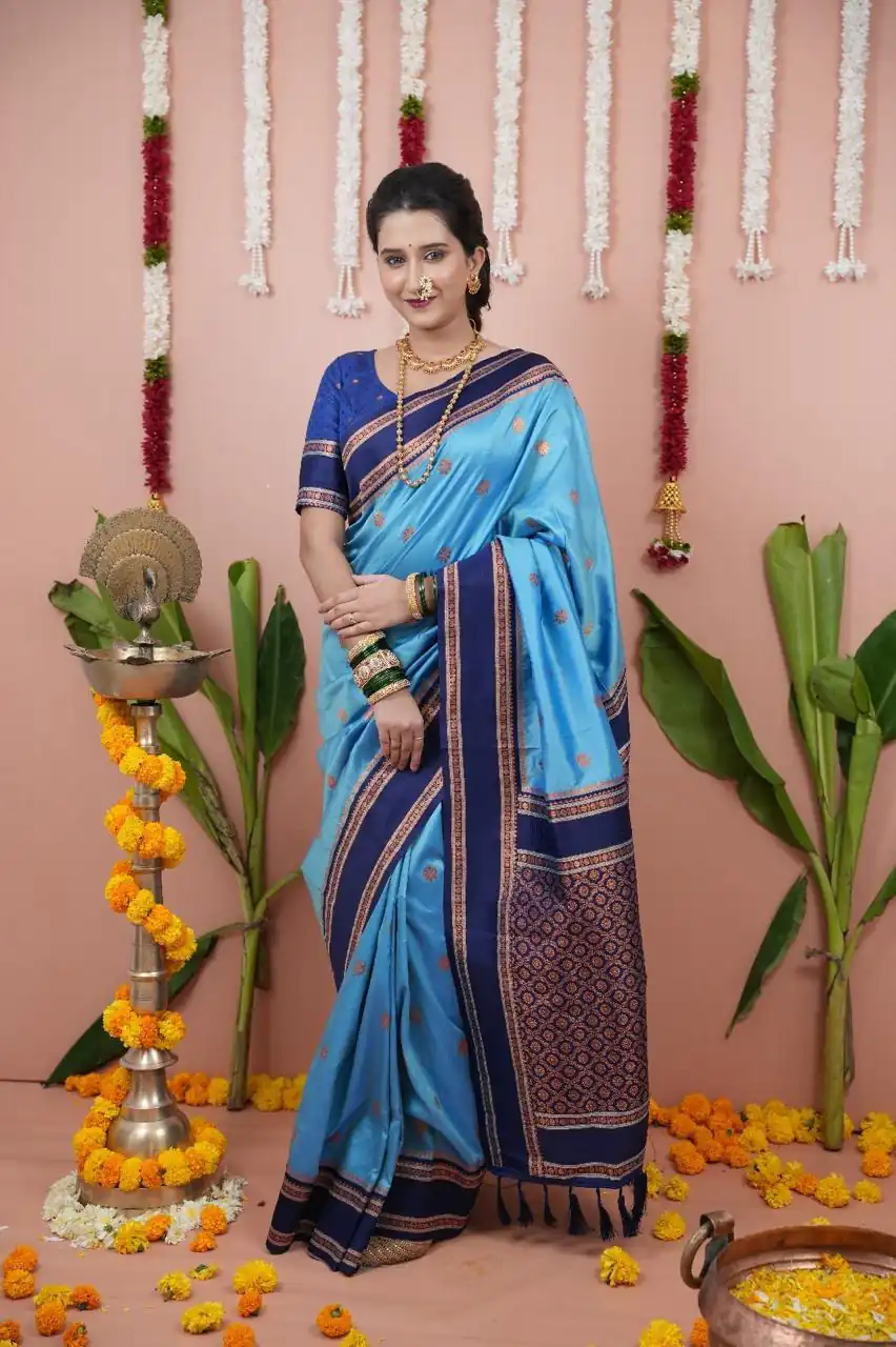 Sky Blue Silk Paithni Weaving Zari Work Saree | Sarees, Bollywood Sarees, Creative Sarees, Designer Sarees, Embroidered Sarees, Ethnic Saree, Modern Digital sarees, Party Wear Sarees