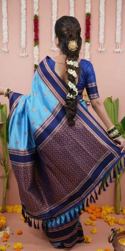 Sky Blue Silk Paithni Weaving Zari Work Saree | Sarees, Bollywood Sarees, Creative Sarees, Designer Sarees, Embroidered Sarees, Ethnic Saree, Modern Digital sarees, Party Wear Sarees