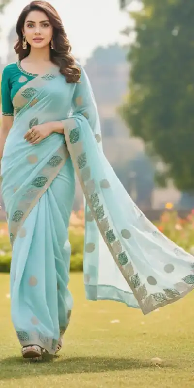 Sky Blue Soft Fandy Silk Embroidery Lace Work Saree | Sarees, Bollywood Sarees, Creative Sarees, Designer Sarees, Embroidered Sarees, Ethnic Saree, Modern Digital sarees, Party Wear Sarees