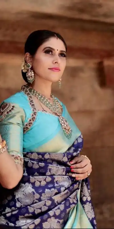 Sky Blue Soft Lichi Silk Border Jacquard Work Saree | Sarees, Bollywood Sarees, Creative Sarees, Designer Sarees, Embroidered Sarees, Ethnic Saree, Modern Digital sarees, Party Wear Sarees