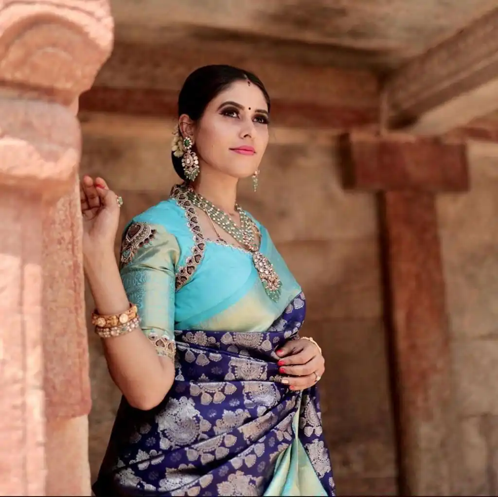 Sky Blue Soft Lichi Silk Border Jacquard Work Saree | Sarees, Bollywood Sarees, Creative Sarees, Designer Sarees, Embroidered Sarees, Ethnic Saree, Modern Digital sarees, Party Wear Sarees