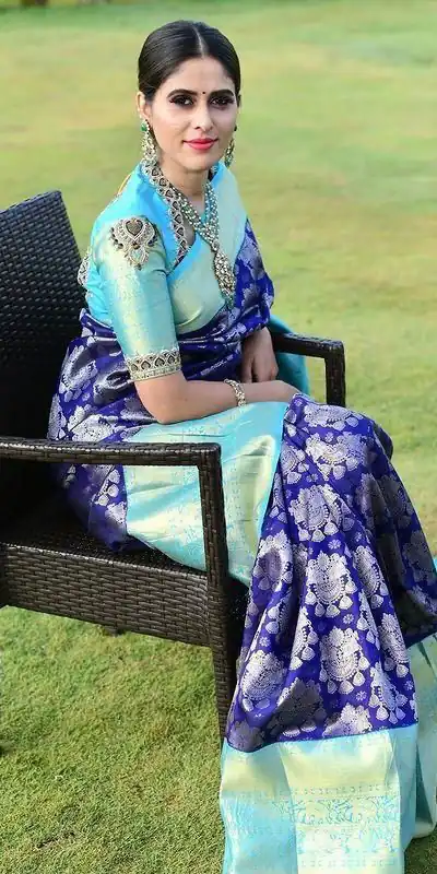 Sky Blue Soft Lichi Silk Border Jacquard Work Saree | Sarees, Bollywood Sarees, Creative Sarees, Designer Sarees, Embroidered Sarees, Ethnic Saree, Modern Digital sarees, Party Wear Sarees
