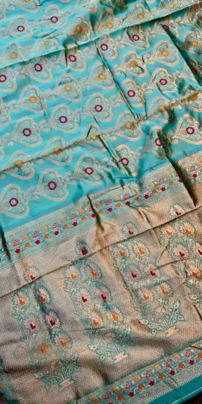 Sky Blue Soft Litchi Silk Kubera Pattu On All Over Saree | Sarees, Bollywood Sarees, Creative Sarees, Designer Sarees, Embroidered Sarees, Ethnic Saree, Modern Digital sarees, Party Wear Sarees
