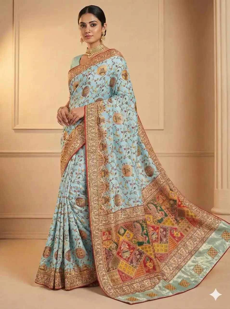 Sky Blue Soft Pashmina Lace Zari Work Saree | Sarees, Bollywood Sarees, Creative Sarees, Designer Sarees, Embroidered Sarees, Ethnic Saree, Modern Digital sarees, Party Wear Sarees