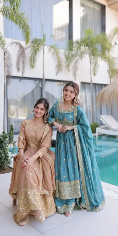 Sky Blue Super Silk Sequins Embroidery Work Salwar Suit | Jump Suits, Salwar suit, Casual Suits, Creative suits, Designer Suits, Palazzo Suits, Party Wear Suits, Patiala Suits, Straight Suits