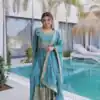 Sky Blue Super Silk Sequins Embroidery Work Salwar Suit | Jump Suits, Salwar suit, Casual Suits, Creative suits, Designer Suits, Palazzo Suits, Party Wear Suits, Patiala Suits, Straight Suits