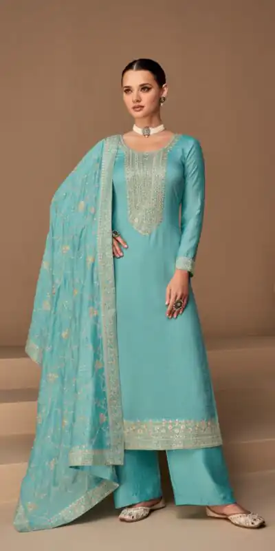 Sky Blue Vichitra Embroidery Stone Work Salwar Suit | Jump Suits, Tops & Bottoms, Track Suits, Salwar suit, Casual Suits, Creative suits, Designer Suits, Palazzo Suits, Party Wear Suits, Patiala Suits, Straight Suits, Trendy Wear