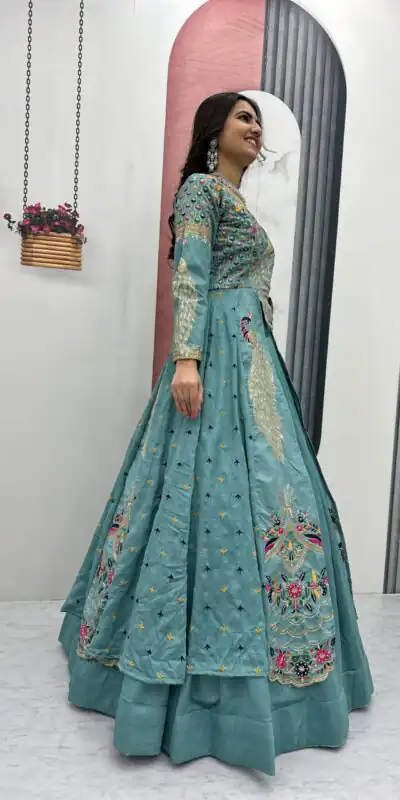 Sky Blue Vichitra Sequence Work Lehenga Choli | Lehenga, Bollywood Lehenga, Creative Lehenga, Designer Lehenga, Embroidered Lehenga, Party Wear Lehenga