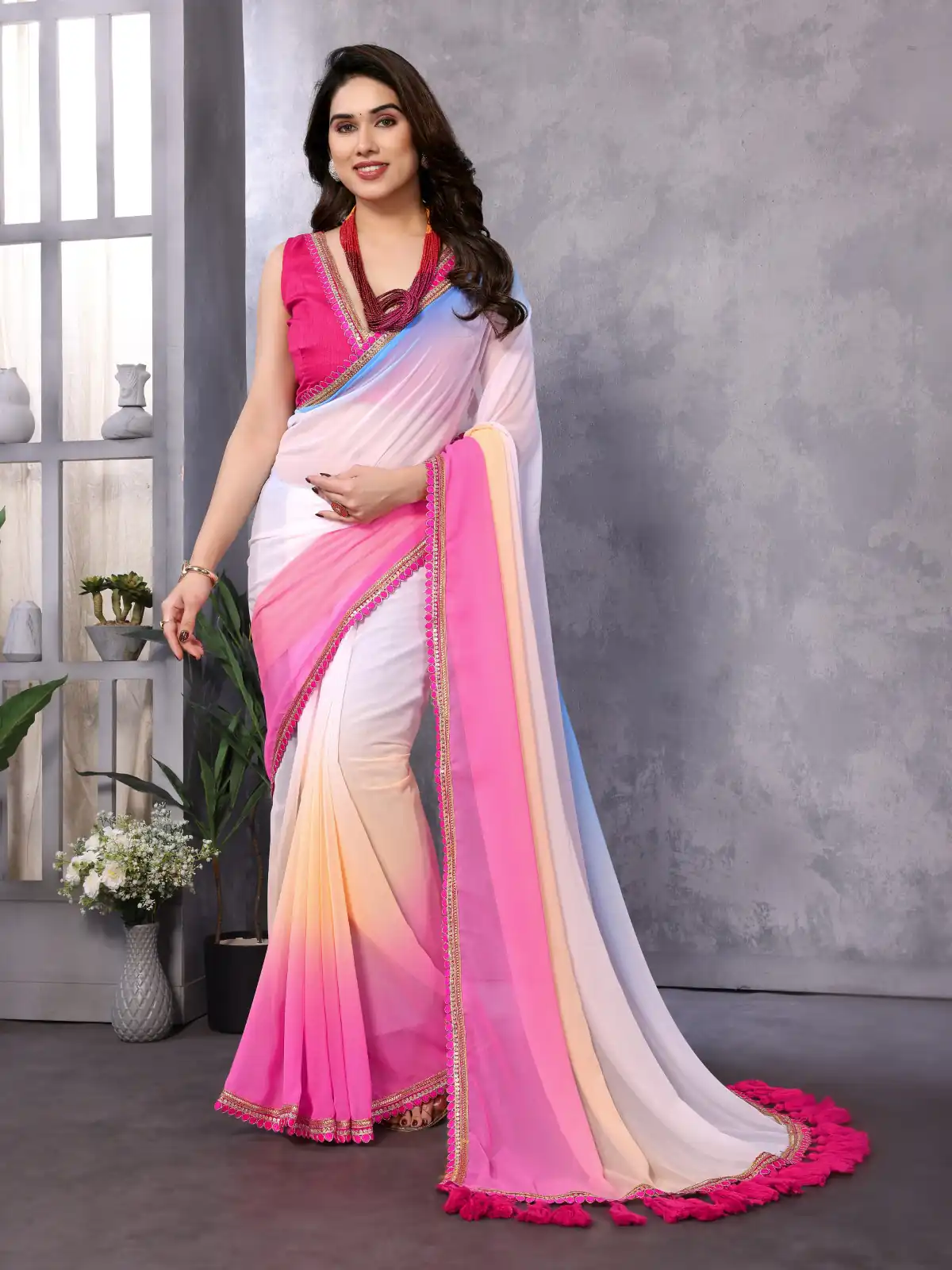 Sky Pink Faux Georgette Party Wear Saree | Sarees, Bollywood Sarees, Creative Sarees, Designer Sarees, Embroidered Sarees, Ethnic Saree, Modern Digital sarees, Party Wear Sarees