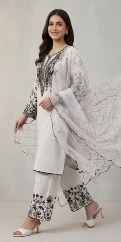 LG 2101 White Color Mal Cotton Embroidery Work Salwar Suit . Wedding, Party, Festive, Events, Get it for ₹2099. Delivery 4-6 Working Days. Shop now. | Jump Suits, Salwar suit, Casual Suits, Creative suits, Designer Suits, Palazzo Suits, Party Wear Suits, Patiala Suits, Straight Suits