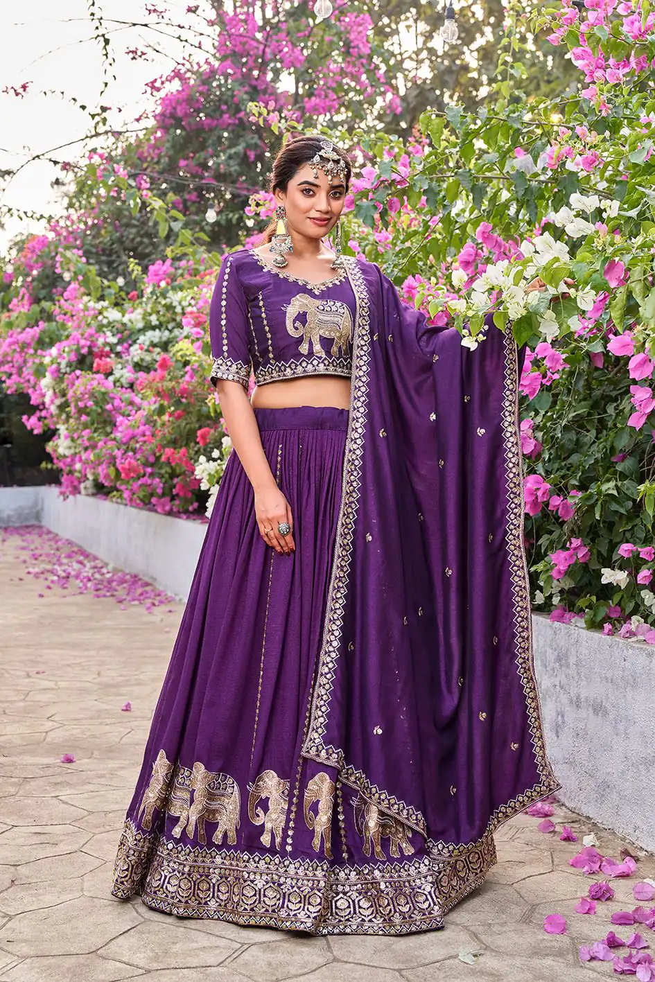 Special Dark Purple Vichitra Silk Thread Work Lehenga Choli | Lehenga, Bollywood Lehenga, Creative Lehenga, Designer Lehenga, Embroidered Lehenga, Party Wear Lehenga