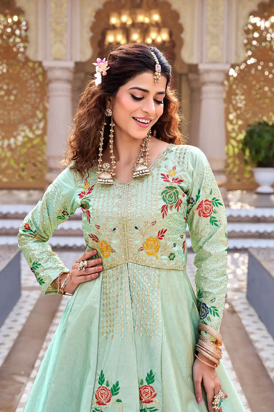 Special Pista Satin Silk Thread Work Lehenga Choli | Lehenga, Bollywood Lehenga, Creative Lehenga, Designer Lehenga, Embroidered Lehenga, Party Wear Lehenga
