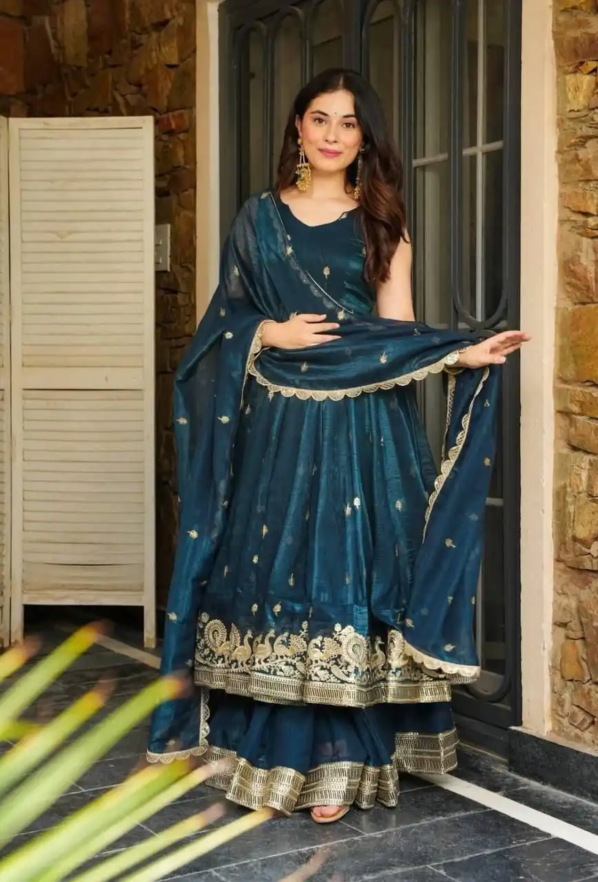 Stunning Teal Gold Crazy Embroidery Work Salwar Suit | Jump Suits, Salwar suit, Casual Suits, Creative suits, Designer Suits, Palazzo Suits, Party Wear Suits, Patiala Suits, Straight Suits