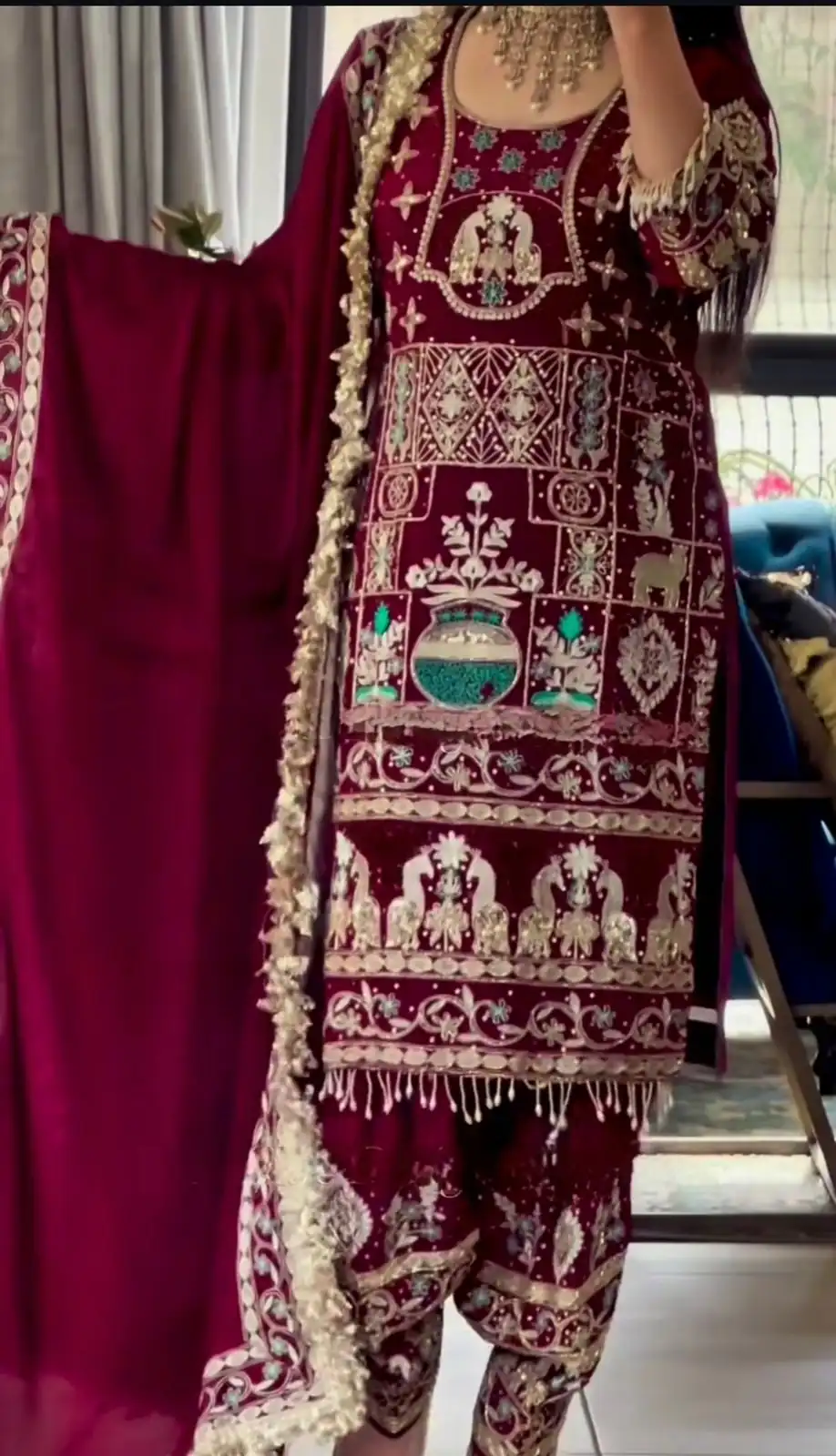Stylish Maroon Natural Crepe Sequence Work Salwar Suit | Jump Suits, Salwar suit, Casual Suits, Creative suits, Designer Suits, Palazzo Suits, Party Wear Suits, Patiala Suits, Straight Suits