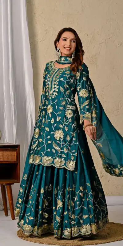 Superb Teal Chinon Silk Embroider Work Salwar Suit | Jump Suits, Salwar suit, Casual Suits, Creative suits, Designer Suits, Palazzo Suits, Party Wear Suits, Patiala Suits, Straight Suits