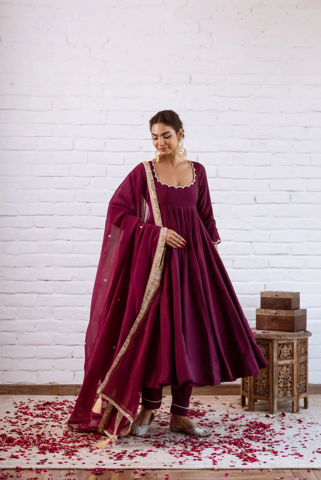 SRK 5324 Wine Color Vichitra silk Gown with Bead Work & Lace Work. Now at just ₹1749. Delivery 4-6 Working Days. Shop now. | Gowns, Bollywood Gowns, Creative Gowns, Designer Gowns, Embroidered Gowns, Party Wear Gowns