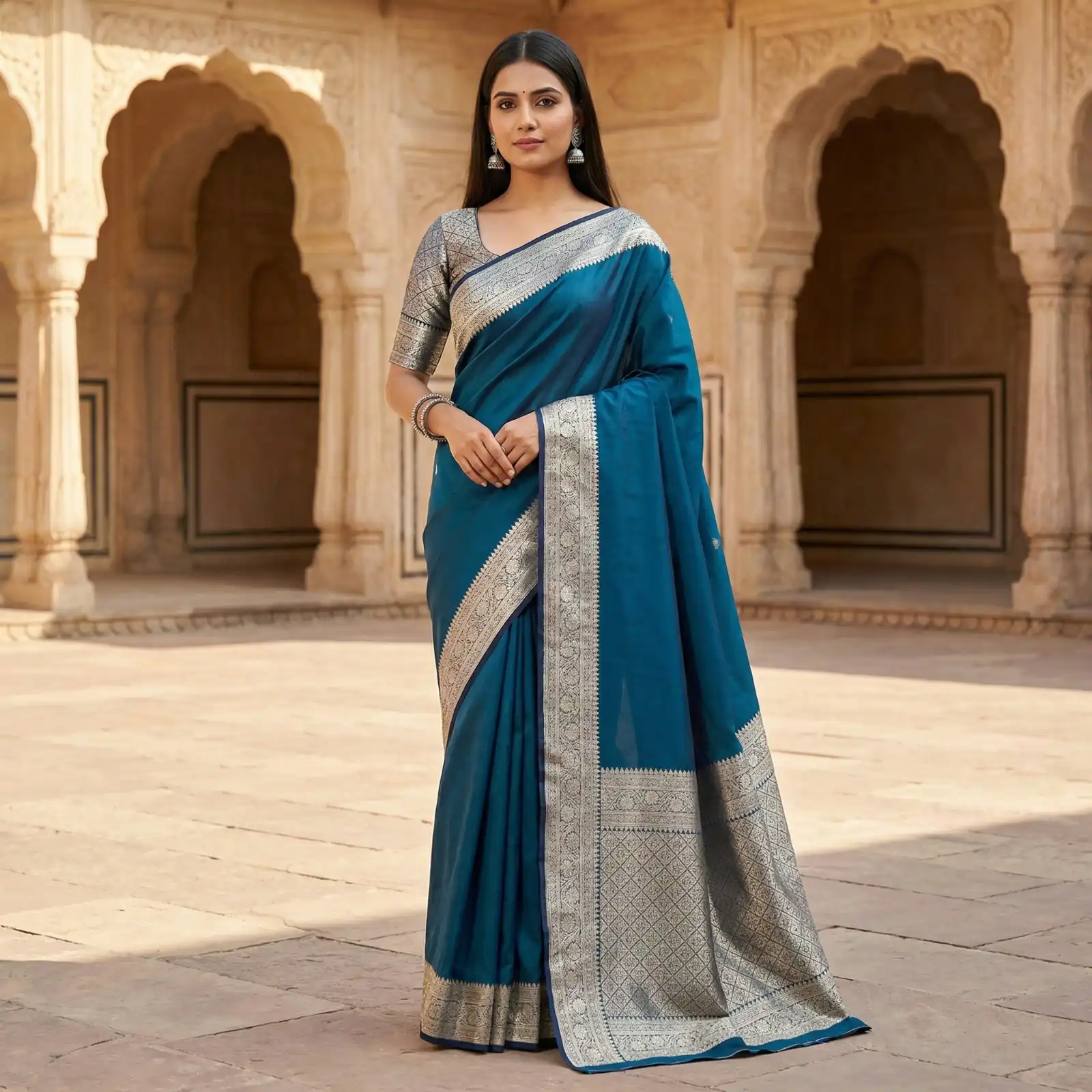 Teal Banarasi Gala Silk Gold Zari Work Saree | Sarees, Bollywood Sarees, Creative Sarees, Designer Sarees, Embroidered Sarees, Ethnic Saree, Modern Digital sarees, Party Wear Sarees