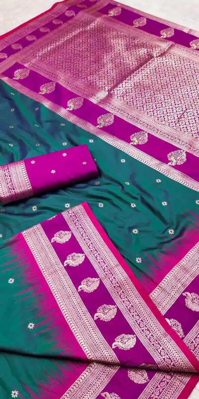 Teal Banarasi Silk Zari Lace Work Saree | Sarees, Bollywood Sarees, Creative Sarees, Designer Sarees, Embroidered Sarees, Ethnic Saree, Modern Digital sarees, Party Wear Sarees