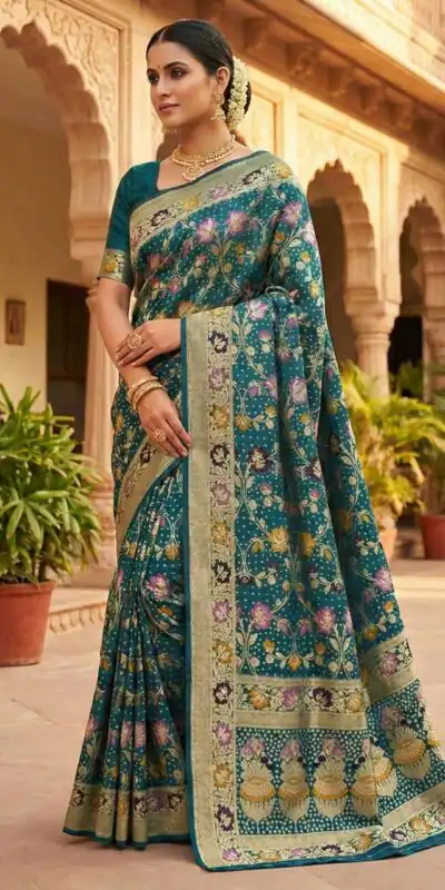 Teal Banarasi Silk Zari Work All Over Saree | Sarees, Bollywood Sarees, Creative Sarees, Designer Sarees, Embroidered Sarees, Ethnic Saree, Modern Digital sarees, Party Wear Sarees