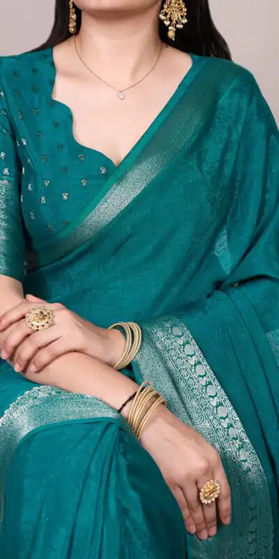 Teal Chinon Zari Weaving Work Saree | Sarees, Bollywood Sarees, Creative Sarees, Designer Sarees, Embroidered Sarees, Ethnic Saree, Modern Digital sarees, Party Wear Sarees