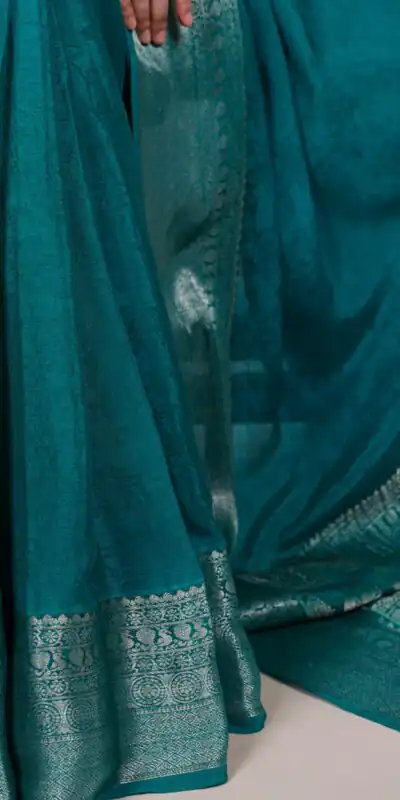 Teal Chinon Zari Weaving Work Saree | Sarees, Bollywood Sarees, Creative Sarees, Designer Sarees, Embroidered Sarees, Ethnic Saree, Modern Digital sarees, Party Wear Sarees
