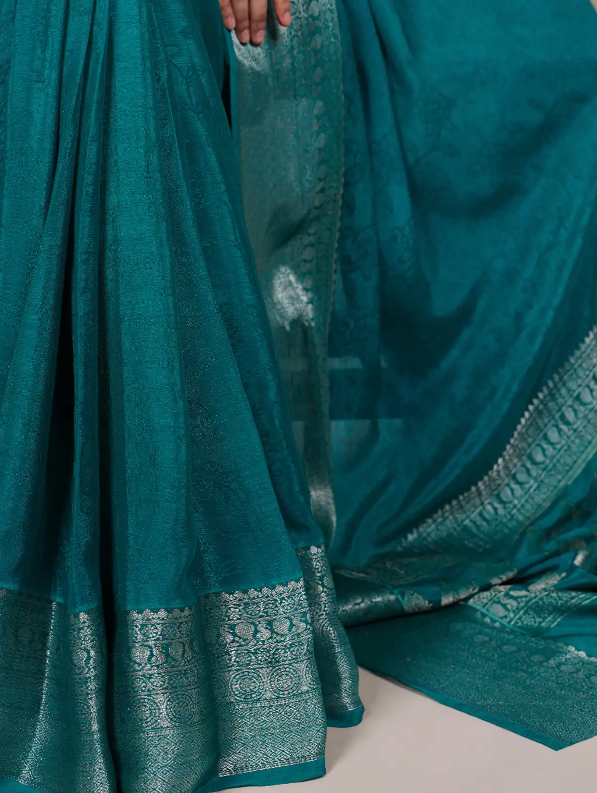 Teal Chinon Zari Weaving Work Saree | Sarees, Bollywood Sarees, Creative Sarees, Designer Sarees, Embroidered Sarees, Ethnic Saree, Modern Digital sarees, Party Wear Sarees
