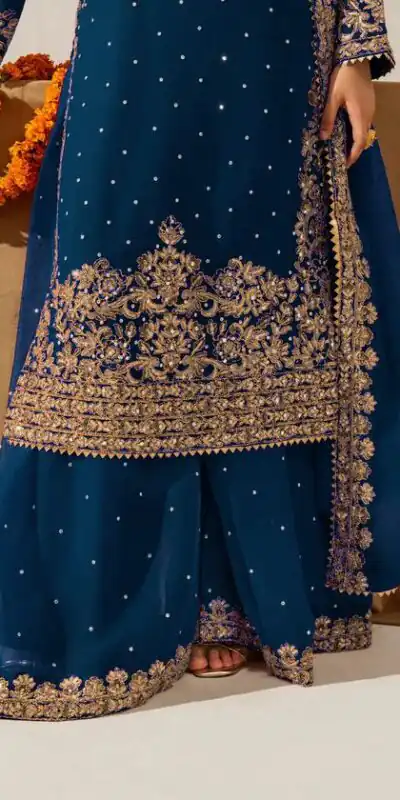 Teal Faux Georgette Lace Work Salwar Suit | Jump Suits, Salwar suit, Casual Suits, Creative suits, Designer Suits, Palazzo Suits, Party Wear Suits, Patiala Suits, Straight Suits