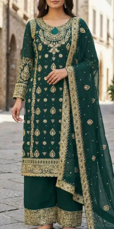 Teal Faux Georgette Sequence Work Salwar Suit | Jump Suits, Salwar suit, Casual Suits, Creative suits, Designer Suits, Palazzo Suits, Party Wear Suits, Patiala Suits, Straight Suits