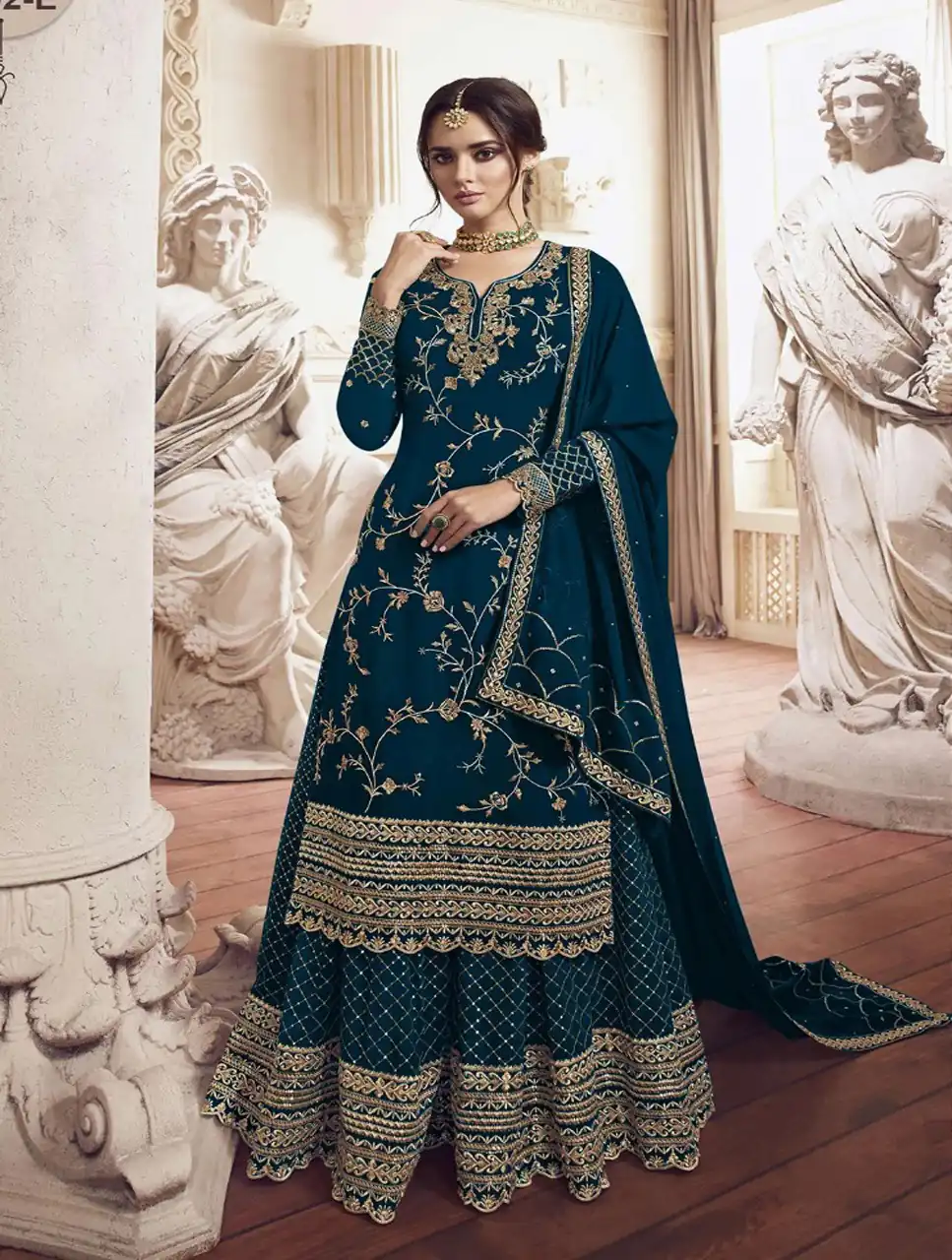 Teal Georgette Embroidery Work Salwar Suit | Jump Suits, Salwar suit, Casual Suits, Creative suits, Designer Suits, Palazzo Suits, Party Wear Suits, Patiala Suits, Straight Suits