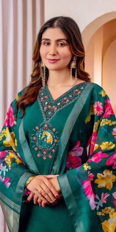 Teal Green Marina Silk Embroider Work Salwar Suit | Jump Suits, Salwar suit, Casual Suits, Creative suits, Designer Suits, Palazzo Suits, Party Wear Suits, Patiala Suits, Straight Suits